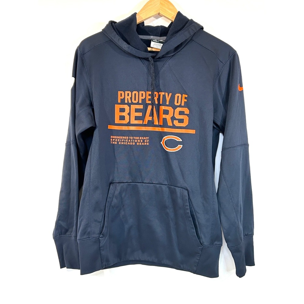 Chicago Bears Hoodie Mens Sz S Blue Nike Engineered  Logo Sweatshirt‎ NFL